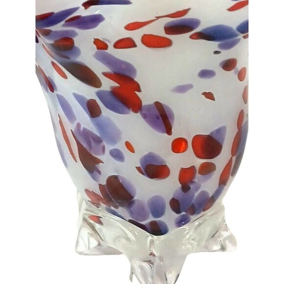 Mid Century Studio Art Glass Murano Purple Pink Confetti Flower Petal Vase - Picture 8 of 14